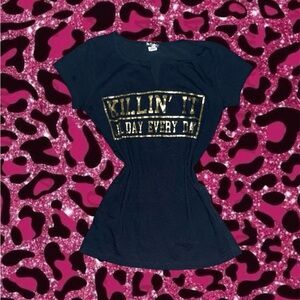 Women's Black Graphic Tee